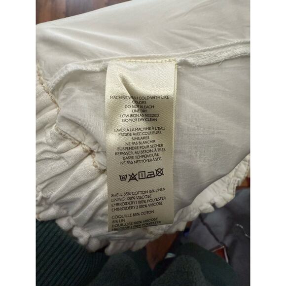 By Anthropologie Patchwork Linen Wide-Leg Crop Pants - Picture 9 of 10